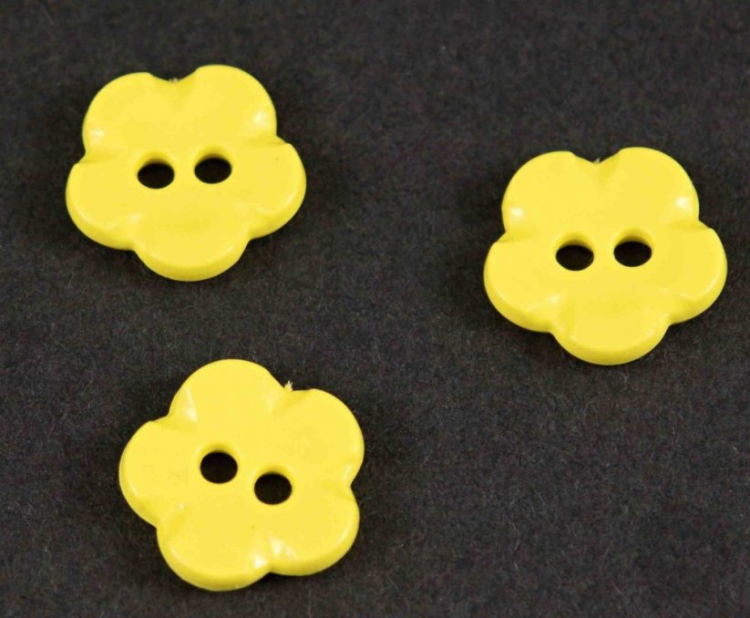 Knoflík ve tvaru květinky - žlutá - průměr 1,5 cm
