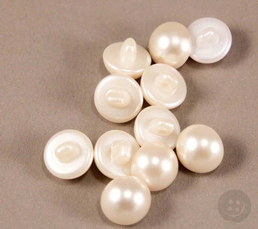 Knoflík perlička se spodním přišitím - off white - průměr 1,1 cm