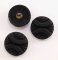 Luxury glass button with bottom stitching - black - diameter 1,75 cm
