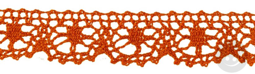Bavlnená paličkovaná čipka - hrdzavá horčicová - šírka 2,5 cm