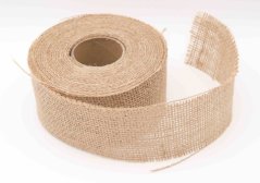 Jutová stuha - neobšitá - béžová - šíře 5 cm
