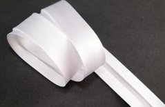 Satin-Schrägstreifen - weiß - Breite 2,5 cm