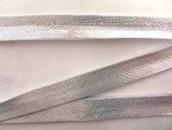 Lurexový šikmý proužek - stříbrná - šíře 1,5 cm