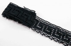 Bavlnená paličkovaná čipka - čierna - šírka 5 cm