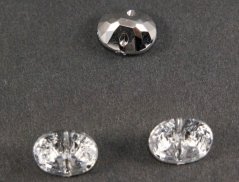 Luxusní krystalový knoflík - vysoký ovál - světlý krystal - rozměr 1,4 cm x 1 cm