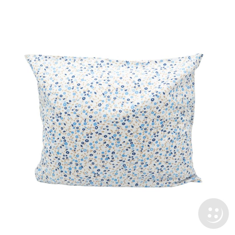 Kissen gefüllt mit BIO-Buchweizenschalen – blaue Blümchen mit Stielen – Größe 35 cm x 28 cm