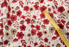 Cotton fabric - poppies on white background
