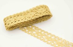 Geklöppelte Spitze - Einsatz - goldener Lurex - Breite 2,5 cm