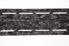 Iron-on linen tape - grey - width 6 cm ( 1cm / 4 cm / 1cm ) - 42 g/m2