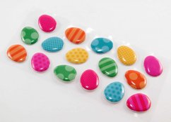 Samolepicí plastická velikonoční vajíčka - růžová, modrá, zelená, oranžová - 16 kusů
