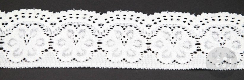 Elastic polyester Lace - white - width 4,5 cm