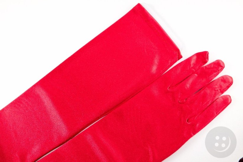 Women's evening gloves - red - length 45 cm