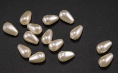 Glass beads - teardrop - mother of pearl - size 1 cm x 0.6 cm - pack of 15