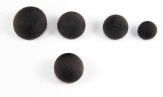 Button with fine lines, convex, with bottom stitching - black - diameter 2,3 cm