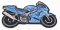 Iron-on patch - motorcycle - blue - size 8.5 cm x 5.5 cm
