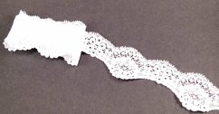Elastic lace trim - white - width 4 cm