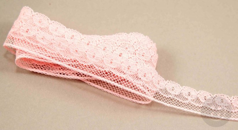 Silonové čipka -  ružová - šířka 1,5 cm