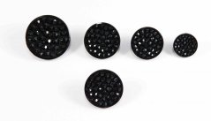 Button with small pattern with bottom stitching - black - diameter 2.2 cm