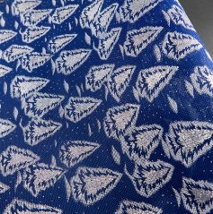 Jutová tkanina - šírka 50 cm - modrá so striebornými stomčekmi