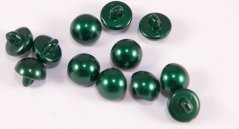 Gombík perlička so spodným prišitím - tmavo zelená - priemer 1,1 cm