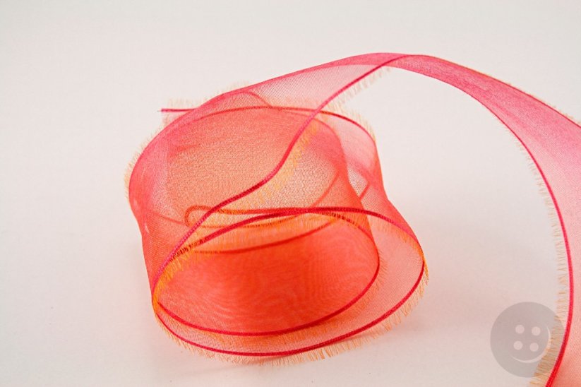 Chiffon organza wired ribbon - red - width 6 cm
