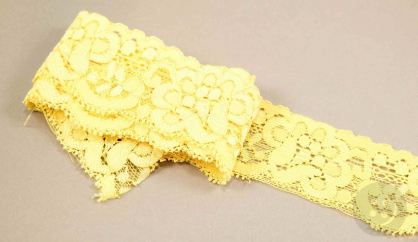 Elastic lace trim - dark yellow - width 4 cm