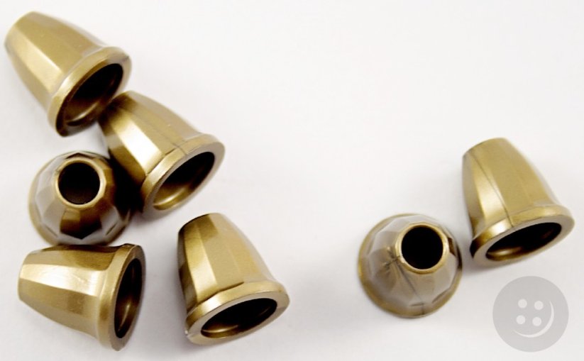 Plastic cord end - brass - pulling hole diameter 0,5 cm