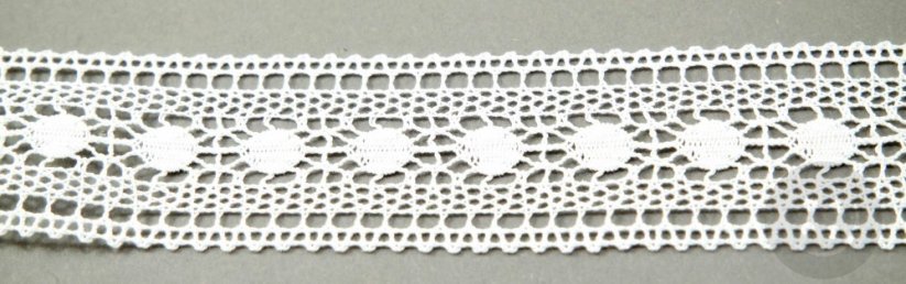 Bavlnená paličkovaná čipka | vsadka - biela - šírka - 3,7 cm