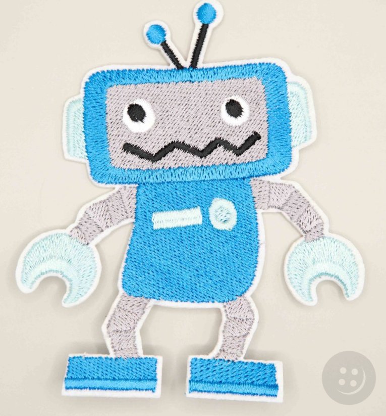 Nažehľovacia záplata - Robot - rozmer 8 cm x 9,5 cm - modrá