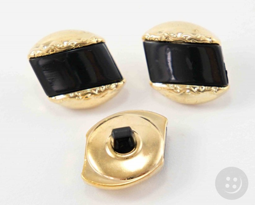 Shank button - gold, black - diameter 1,8 cm