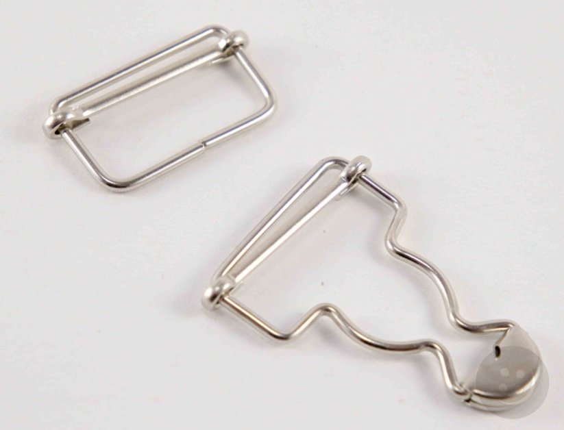 Suspender buckle - silver - pulling hole width 3 cm