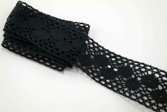 Cotton lace - insert - black - width 4.5 cm