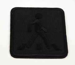 Iron-on patch - road sign - 6 x 6cm - black