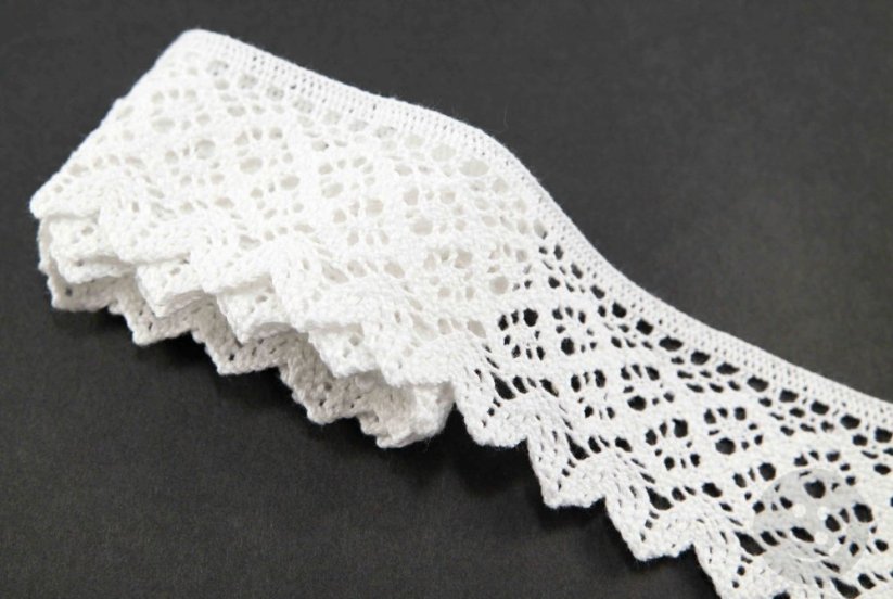 Cotton lace trim - white - width 5 cm