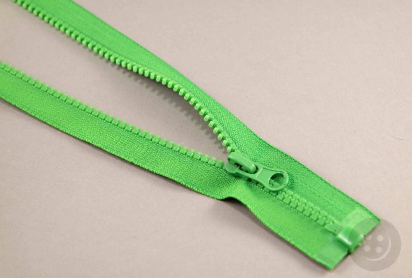 Deliteľný kostený zips - dĺžka (30 - 95 cm) - rôzne farby - Dĺžka: 60 cm, Farby kostených zipsov (Rozdeľovacia): Svetlo zelená