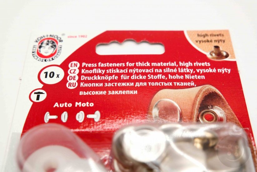 Auto-Moto Druckknöpfe auf dicken Materialien - Nickel - Durchmesser 1,5 cm - 10 St.