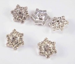 Luxury rhinestone button - flower - light crystal - diameter 2 cm
