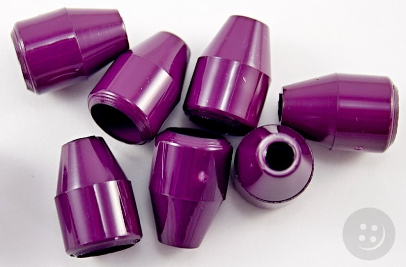 Plastic cord end - purple, burgundy - pulling hole diameter 0,5 cm