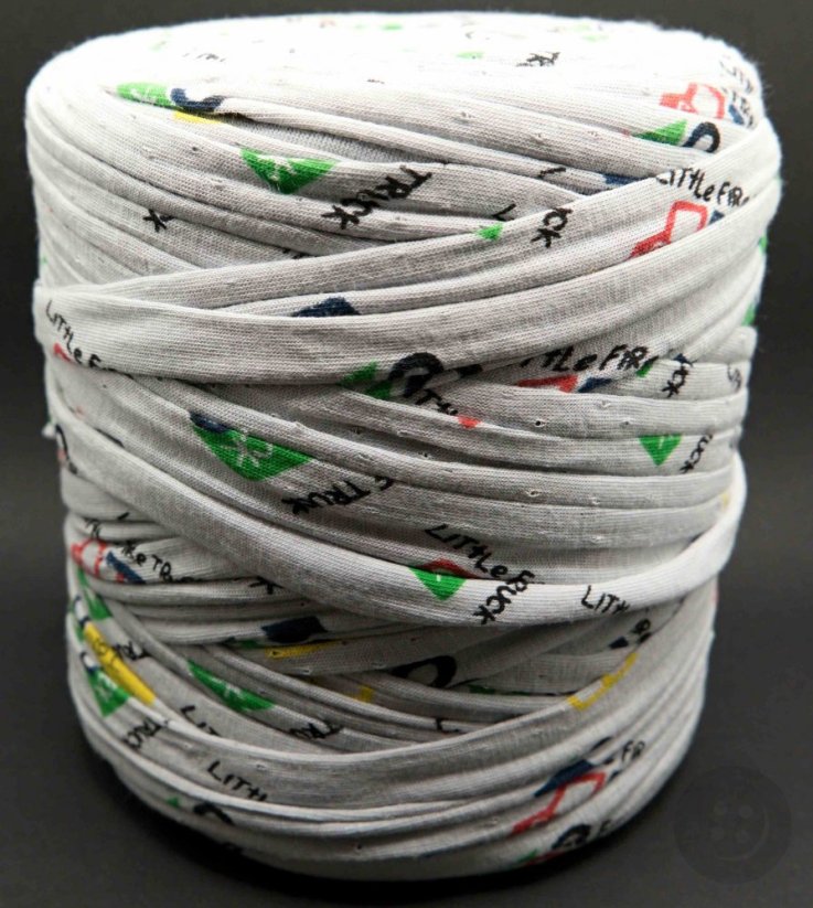Cotton spaghetti - toy cars on a gray background