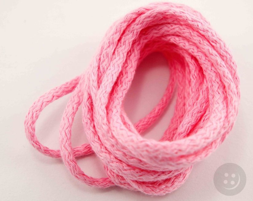 Bavlnená odevná šnúra - baby ružová - priemer 0,5 cm