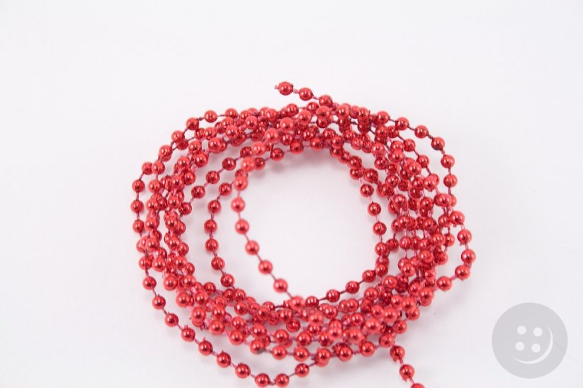 Beads threaded on a cord - red - diameter 0.3 cm