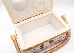 Textile box for sewing supplies - tailoring motifs with sewing machine - dimensions 25 x 15 x 9 cm