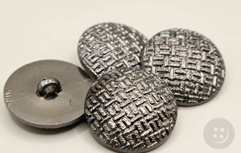 Plated button with bottom stitching - dark metal - diameter 2 cm