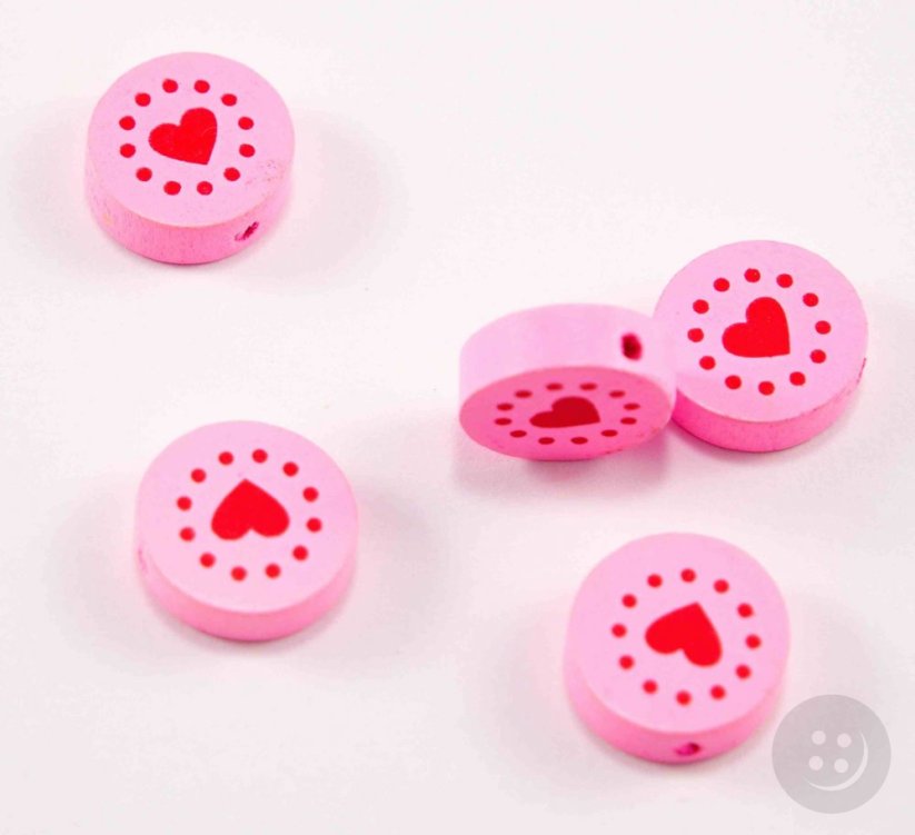 Wooden pacifier bead - heart - light pink - dimensions 1,8 cm x 0,7 cm