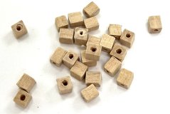 Wooden bead in the shape of a cube - natural - package contents 25 pcs