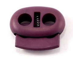 Plastic flat cord lock - dark purple - pulling hole diameter 0.5 cm