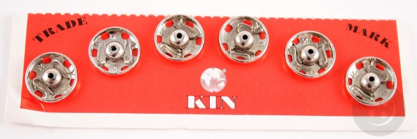 Kovové patentky KIN 6 ks  - strieborná - priemer 1,5 cm, č.6