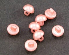 Pearl button with bottom stitching - dark salmon - diameter 0,9 cm