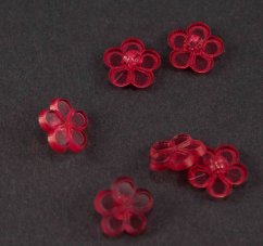 Dětský knoflík - červená kytička - transparentní - průměr 1,3 cm