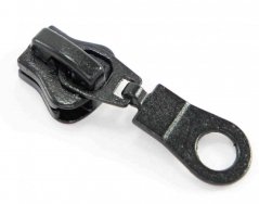 Slider for plastic bone zipper - decorative black - size 8